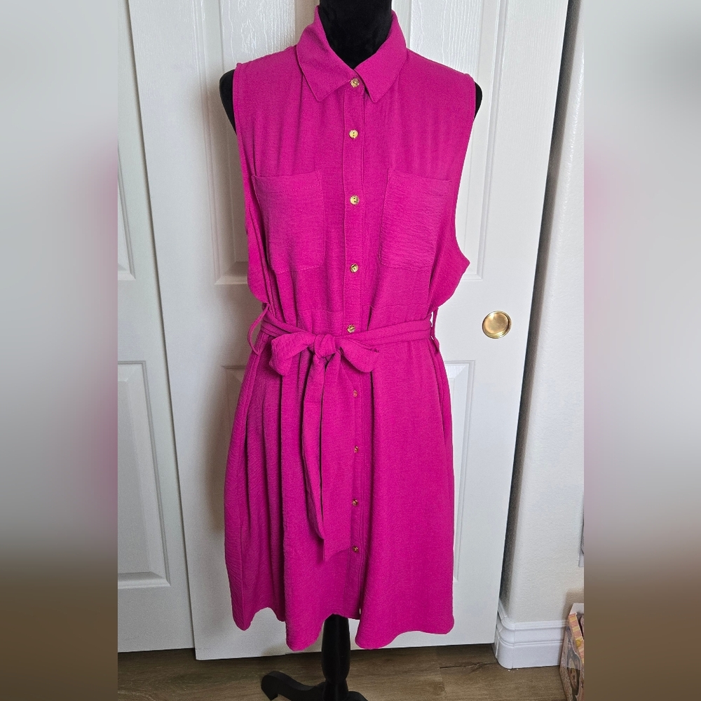 NWT Alex & Parker Fuschia Pink Sleeveless Midi Dress